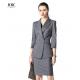 Solid Pattern Women's Office Wear Custom Dark Gray Striped Professional Work Suit