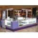 Easy Install Jewelry Showcase Kiosk Attractive Purple Color Coating Wooden Material