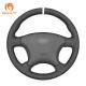Hand Sewing Black Suede Steering Wheel Cover for 2003-2005 Honda Civic 7 in Leather