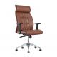 3D Armrest Brown Leather Executive Leather Office Swivel Chairs SGS Aluminum Alloy