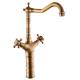 Multilayer Plating Brushed Brass Bathroom Faucet Tap Retro Style Double Control