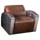Leather rivet aluminum creative luxury aviator sofa industrial aircraft aluminum lounge chair