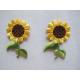 2 Pcs Sunflower Embroidery Patch Twill Cotton Floral Embroidery Iron On Patches