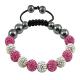 Fashion Clay Crystal 10mm White and Pink Balls Shamballa Bracelets
