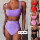 Swimming Suits Bikini Solid Color Europe Sexy Factory Direct Supply High Waist  Miss
