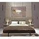 High End Hotel Genuine Leather King Size Bed Titanium Stainless Steel Beds