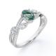 Crossover Over Shaped Opaque Milky Moss Green  Agate Engagement Ring In 18K Filigree Engagement Ring