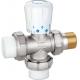 4506 Manually Tuned Three-Way Brass TRV Manifold Valve DN20 DN25 Nickel Plated with PP-R Adapter x Flexible Male Nipple
