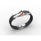 Top Quality Europe Fashion Stainless Steel Genuine Leather Silicone Bangle Bracelet ADB134
