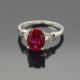 White Gold Plated Sterling Silver Oval Cubic Zircon Ruby Ring(F56)