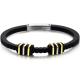 Tagor Stainless Steel Jewelry Super Fashion Silicone Leather Bracelet Bangle TYSR116
