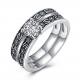 High Quality Classic 925 Sterling Silver Diamond Studded Cluster Engagement Wedding Rings Set