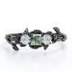 Branch Leaf Design Carat Princess Cut Milky White Moss Green Agate and Moissanite Plating over Silver
