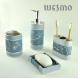 Traditional Chinese style 4 Piece Blue Polyresin Bathroom Set with Embossed Flowers