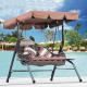 180G Polyester Cloth 3 Seat Garden Swing Chair Outdoor With Awning