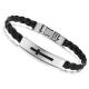 Tagor Stainless Steel Jewelry Super Fashion Silicone Leather Bracelet Bangle TYSR009