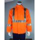 100% Polyester 280GSM Orange Jacket with Reflective Strips and Detachable Hood and Without Pocket