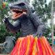Outdoor Custom Animatronics Godzilla Monster Volcano In Amusement Park