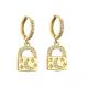 Plated 18k Gold Jewelry Lock Key Charm Designer Inspired Earrings