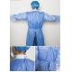 58gsm Blue Color Antibacterial Hospital Uniform Surgical Gown with oblique shoulder sleeves