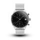 Custom Logo Chronograph Silver Stainless Steel Watch With Black Face 