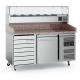 Factory Price Energy Saving 2 Doors Pizza Display Refrigerator Marble Pizza Prep Table Station