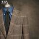 Formal Suit for Men Brown Plaid End Gentleman Business Casual Slim Groom Wedding Dress Blazer