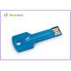 Blue / Green Metal Key Shaped USB Flash Drive Customized Logo