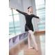 Adult long sleeve round collar U style back with bowknot lace split joint ballet dance leotard dress