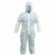 Latex Free Disposable Protective Clothing Chemical Coverall Suit With Long Zipper