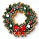 Christmas Wreath Fridge Magnet With Pine Berries And Bow