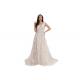White Tulle V Neck Long Wedding Dresses / Sweep Train Ball Gown