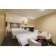 Auckland hotel inn resort Laminate wood headboard bed with in wall cabinet and TV panel stand
