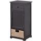 Retro Style Black 15.7”W Livingroom End Table With Paper Rope Basket