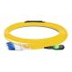 10m (33ft) Low Insertion Loss MPO Female to 4 LC UPC Duplex OS2 9/125 Single Mode Fiber Breakout Cable, 8 Fibers Type B, Elite, LSZH, Yellow