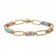 Rainbow Polyclay Piece Handmade Beads Bracelets 6mm With Gold Chain Magnets