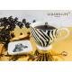 New Bone China Type Animal Zebra Design With 9.5cm Square Dish Footed Custom Coffee Mug