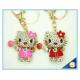 New Animal Metal Bag Ornament Cute Crystal Flower Cat With Candy Key chains Charm Pendant