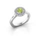 Halo Platinum Halo Ring with A Big Peridot Embraced By Smaller Sized Gemstones
