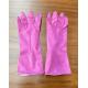 Pink Color M 35g Rubber Dishwashing Gloves Spray Flocklined