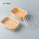 Single Wall Take Away Food Container Kraft Paper Salad Bowl Packaging With PET Lid