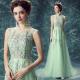 Green Chiffon Chapel Train Lace Elegant Evening Dresses TSJY054