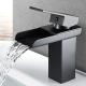SUS304 Stainless Steel Waterfall Single Hole Single Handle Basin Mixer In Chrome Matte Black