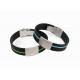 Custom Color Stripe Id Wristband Engraved Metal Plate Adjustable Id Bracelet