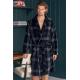 Classical Printed Sleepwear Mens Flannel Shawl Collar Robe , Dressing Gown Soft Warm Bathrobe For Spa