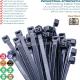 0.30 Width Industrial Zip Ties 10~20 Lengths, Heavy Duty Black Polyamide Cable Ties with 120lbs for Outdoor