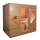 Solid Wooden Indoor Traditional Steam Sauna Room 4 Person Home Use With 6kw Stove Heater