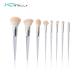 OEM 8PCS Complete Makeup Brush Set Quadrilateral Clear Plastic Handle