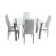 Steel Frame Tempered Glass Dining Table With 4pcs Chairs