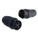 IEC62196 10-32A 250V Type 1 AC Male To Type 2 AC Female EV Adapter Black